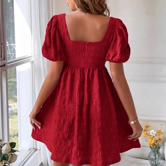 Boho Puff Sleeve Ruffle Mini Dress - Picture 6 of 9